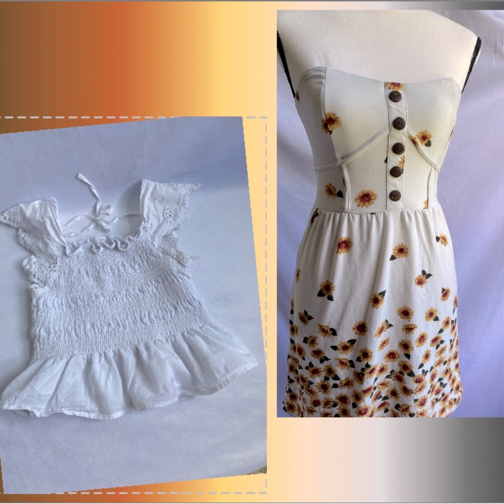BUNDLE-Girls NOBO/JAPNA GIRLS halter dress/top; Dress-XS(1); Top-10; Cream/White